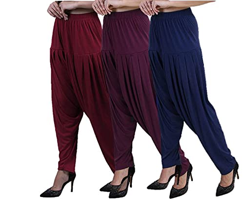 casuals Comfort Fit Viscose Blend Patiala Pants Combo 3 for Women-picture-36