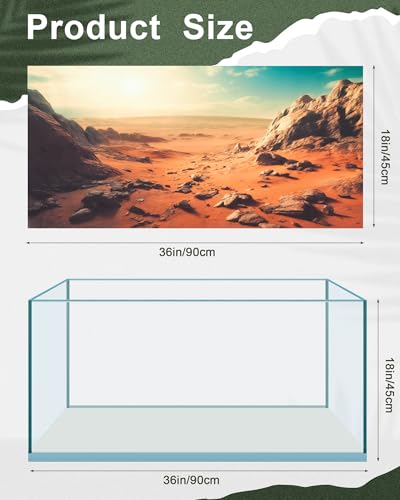 Image of Breling 4 Pcs 36 x 18 Inch Reptile Habitat Background with Nano Glue Gobi Sun Cactus Stone and Green Tree Fern Stream Bearded Dragon Terrarium Background Polyester Durable Aquarium Accessories