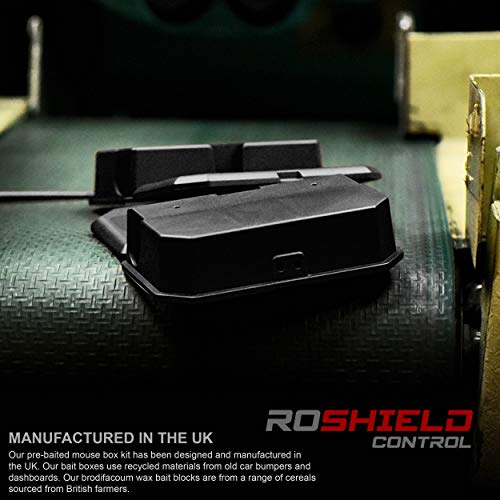 ROSHIELD - 5 PRE-BAITED Mouse Poisoning Bait Box Kit | Single Feed Mice Killer | Mouse Traps for indoor/Outdoor Fast & Safe Infestation Control | READY -TO USE, Brodifacoum Mice killer, UK Made