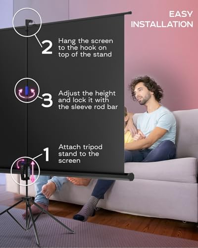 Projector Screen and Stand 120 Inch