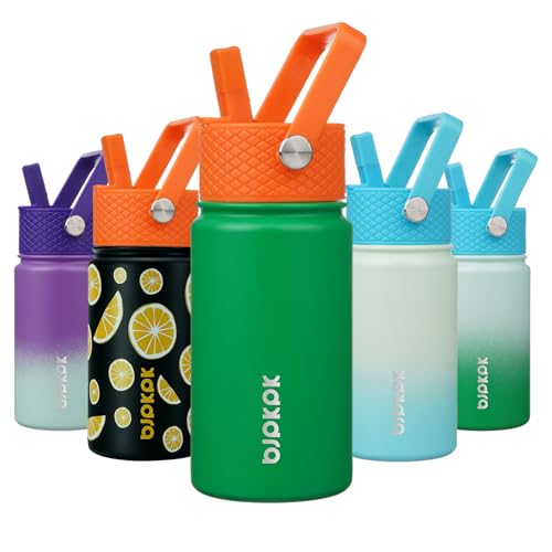 Image of BJPKPK Insulated Water Bottle, 15oz Stainless Steel with Straw Lid