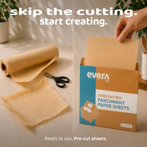Image of Pack of 50 Bake & Wrap Sheets (30x30cm)|Butter Paper Roll Alternate Parchment|Unbleached Non-Stick Baking Paper Squares Baking Sheets for Oven, Air Fryer & Food Wrapping|Equal to 15 m