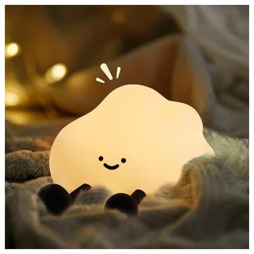 yokye Cloud Night Light, Cute LED Silicone Squishy Lamp, USB Rechargeable & 3-Level Dimmable, Portable Bedside Touch Night Lamp with Timer, Gift for Girls, Boys, and Teens