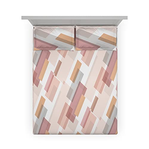 Image of DDECOR - Pack of 1 Titanium Geometric Cotton Double Bedsheet with 2 Pillow Covers - Red