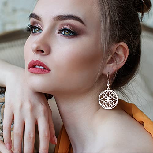 Yaomiao 8 Pairs Celtic Knot Dangle Earrings Silver Knot Drop Earrings Hook Earrings4