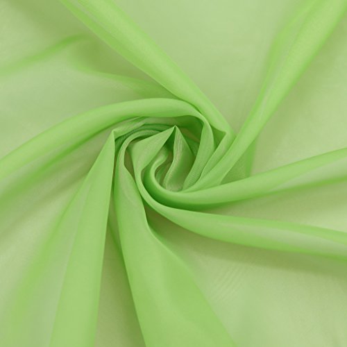 ESLIR Curtains with Tabs Window Curtain Transparent Voile Green W x H 140 x 225 cm Pack of 1, W 55.1" x L 57.1" (1 Panels) - Image 2