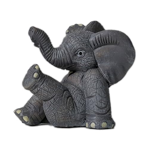 Wisifayardin Set of 3 Grey Resin Small Elephant Statues - Home Decor Collection, Gift, Animal Figurines, Feng Shui Decor for Home and Office