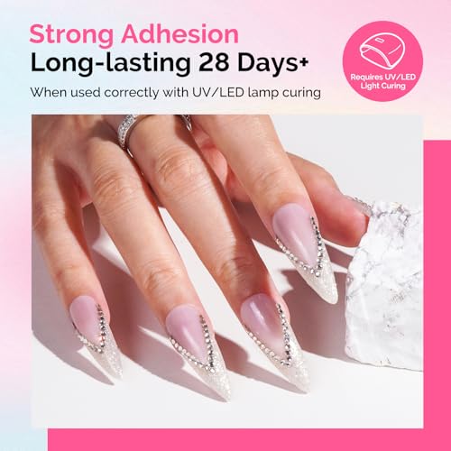 MelodySusie Nail Rhinestone Glue Set, 3D Gel Nail Art Design Strong Adhesive Nail Gem Glue for Nail Charms Gems Jewelry Decoration DIY Manicured at Home Cured Need Beauty Gifts for Women