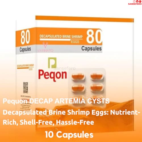 Image of SANSEFERO Peqon Decapsulated Brine Shrimp Eggs Artemia cysts Direct Feeding with Complete Nano particulate Victual with High Nutritional Value Feed Capsule (10 Capsules)