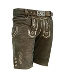 hirschlederhose kurz kaufen  MADDOX Kurze Trachtenlederhose Herren braun Holz rustikal inkl. Gürtel mit Hirschschnalle NEU, Größen Hosen:7 (54)