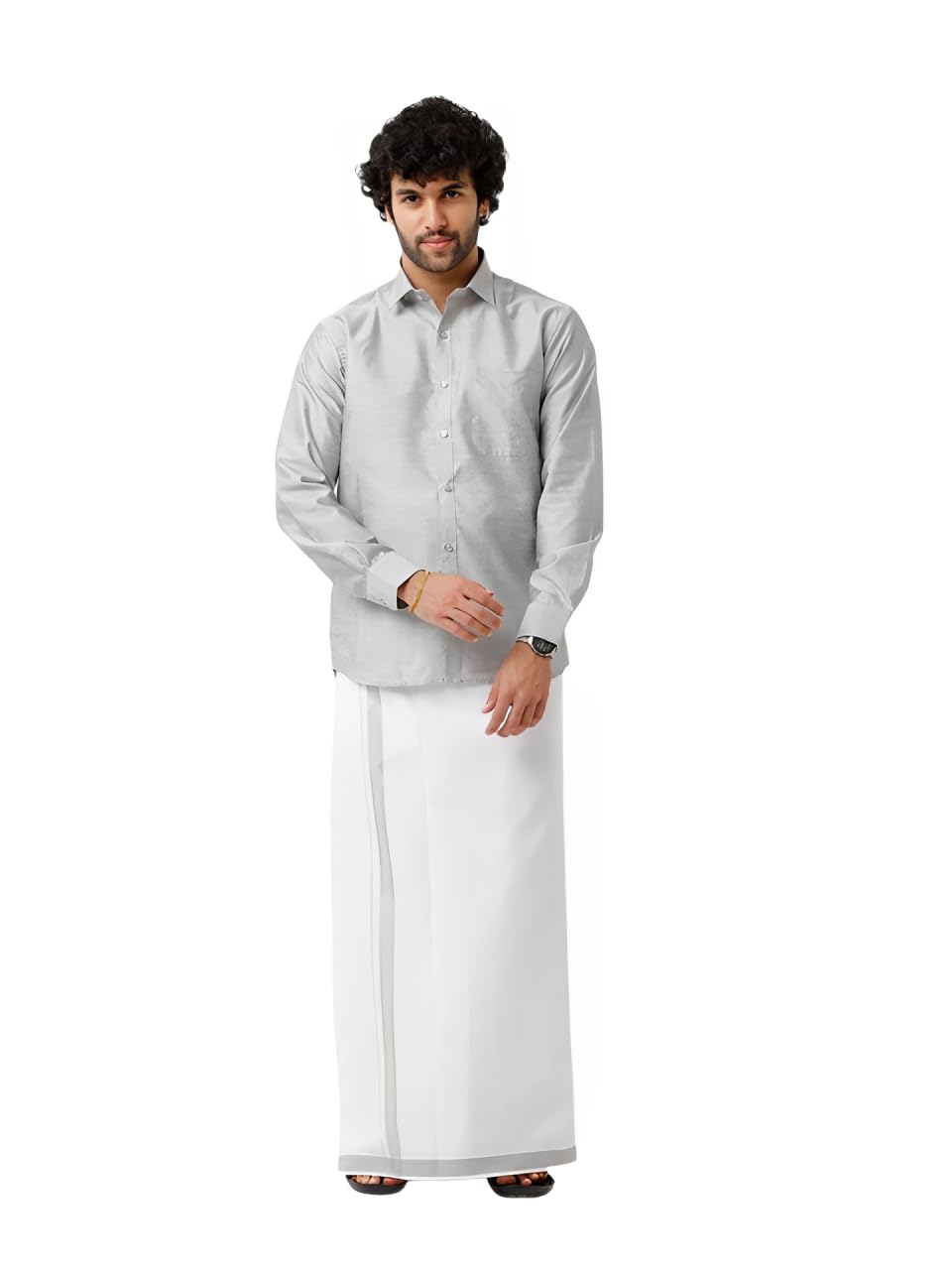 Men Full Sleeve Shirt with Maching Dhoti Set cotton