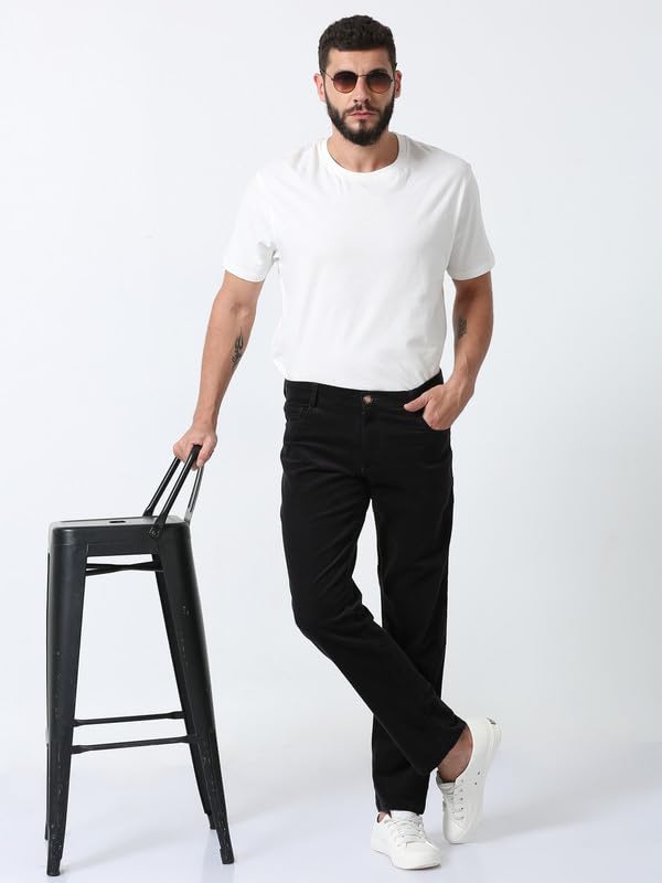 Image of NEVER NEUD Men's Corduroy Trousers | Stylish Straight Fit 4 Pocketed Corduroy Pants for Men | 98% Cotton 2% Elastane | Mid Rise | Comfortable Casual Regular Fit Pants | Button Closure