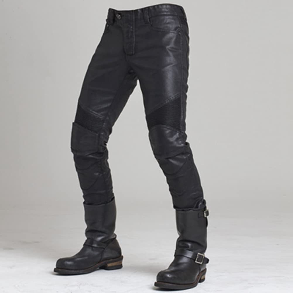 Pantaloni Moto Tessuto Impermeabile Uomo Protezione Motorcycle Pantaloni Rinforzato Slim Fit Armature Pants, 4 X Pad di Protezione