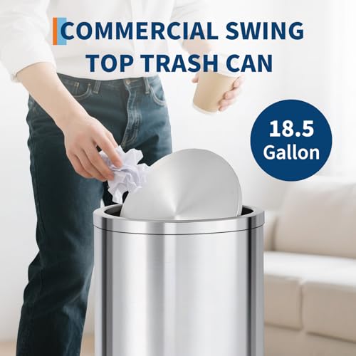 Caneca de basura de acero inoxidable 70 L con tapa abatible miniatura 2