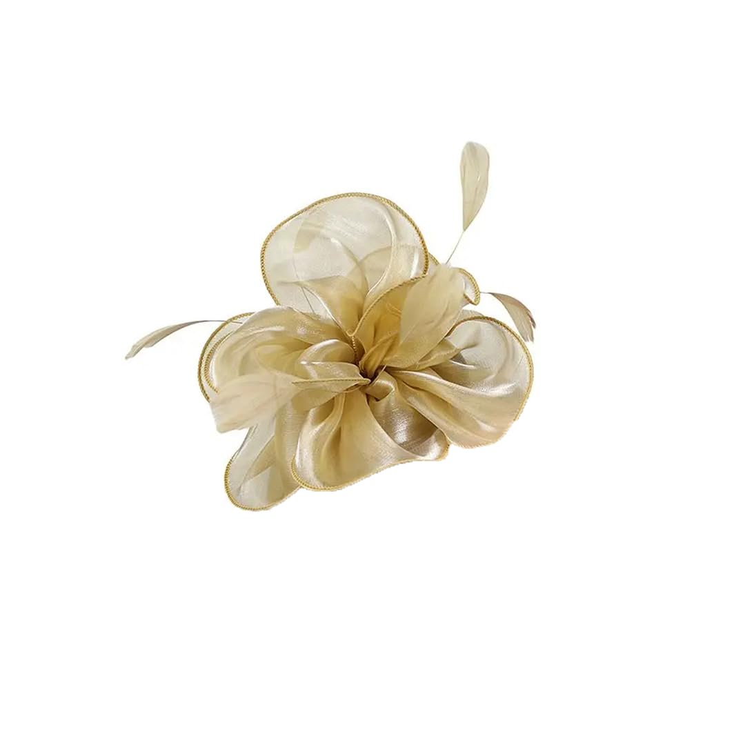 Yeuyyben Flower Mesh Headband Wedding Fascinators Top Hat Fascinator Hats Feather Flower Headband Cocktail Tea Party Headwear