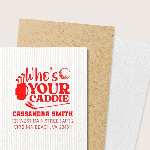 Image of Caddie Humor Design, Golf Caddie Three Line Rubber Stamp, Heritage-Made for Cards, Standard, 1-5 /8 Square Wood Handle, Enthusiasts and Collectors, Unique Crafting Tool