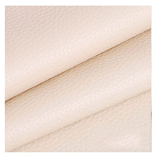 Tissu simili-cuir imperméable blanc crème pour tapisserie et maroquinerie 1.4x6m