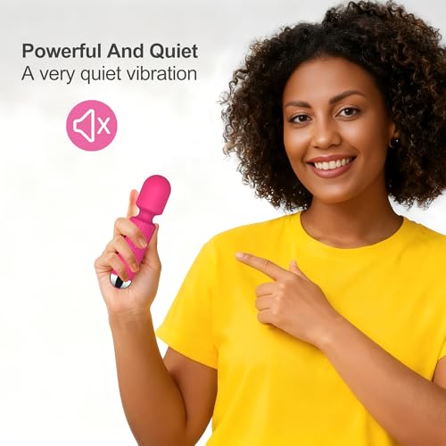 Image of Handheld Wand Massager 20 Modes 8 Speeds, Quiet Mini Vibration Massager for Deep Tissue & Muscle Recovery, Neck Back Shoulder, Cordless Portable (Red)