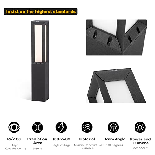 Image of Landscape Path Light, Aluminum 8W 800LM Luxury LED Lighting, 32 Inches Modern Outdoor Bollard Lighting for Lawn, Patio, Courtyard and Driveway Decoration