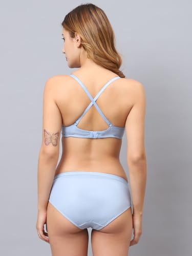 Image of Cotton Blend Light Padded Non Wired Full Coverage Bra and Panty Set Lingerie Set for Girls and Women
