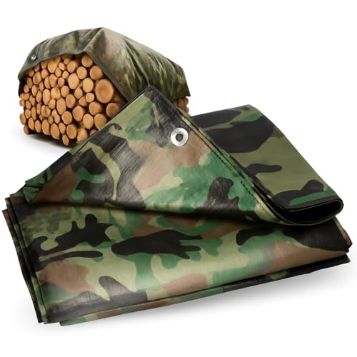 ToolSpace Tarpaulin Camo Imperméable et résistant - Couvertures de Meubles de Jardin - Camouflage - Feuilles Anti-poussière - pour Le Camping et...