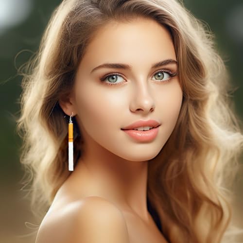 Creative Funny Cigarette Butt Earrings, 2 Pairs Wacky Lifelike Cigarette Earrings Unisex Cool Punk Asymmetrical Dangle Drop Earrings Jewelry4