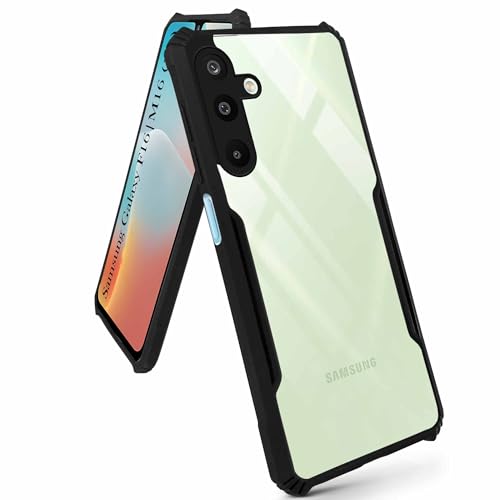 Image of Jkobi Back Cover Case for Samsung Galaxy M16 5G | Samsung Galaxy F16 5G (Shockproof with Polycarbonate Clear Panel | Professional Black)