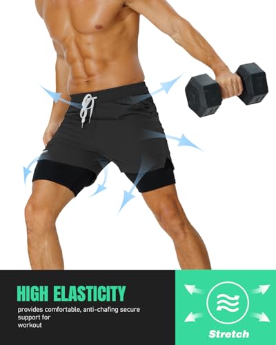 AIMPACT Men’s 2 in 1 Shorts 7" Compression Gym Athletic Workout Shorts for with Phone Pockets4