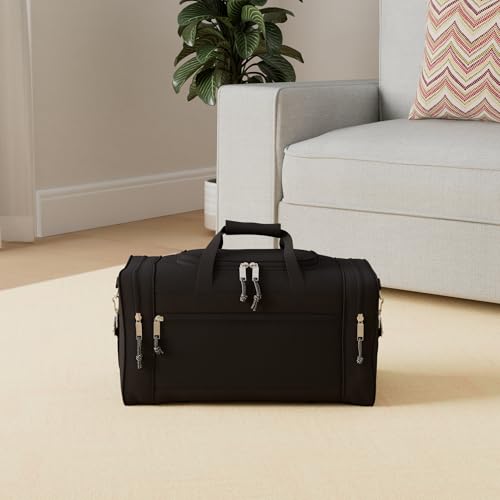 Image of DALIX 21 inch Blank Sports Duffle Bag Gym Bag Travel Duffel Adjustable Strap in Black