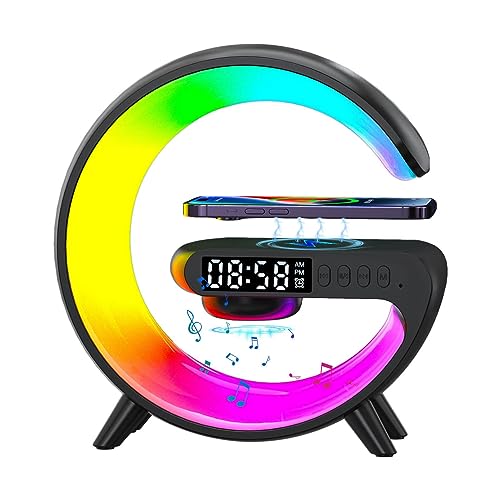 Duqulle Reloj despertador con altavoz y luz nocturna | mesa inalámbrico LED en forma...