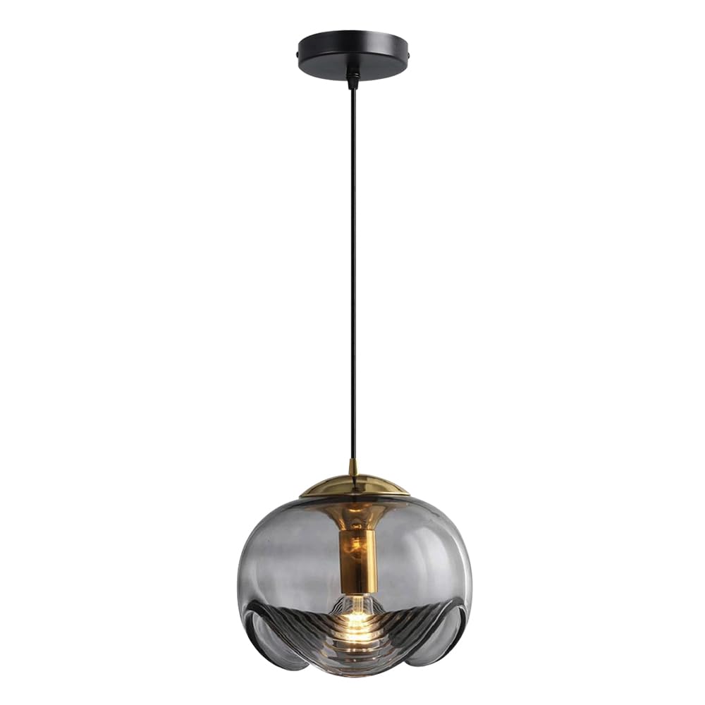 GUOGUOSM Nordic Industrial Style E26 Screw Hanging Light, 8.6in Glass Chandelier, Creative Single Head Pendant Lamp, Kitchen Island Corridor Office Decorative Lighting Fixtures
