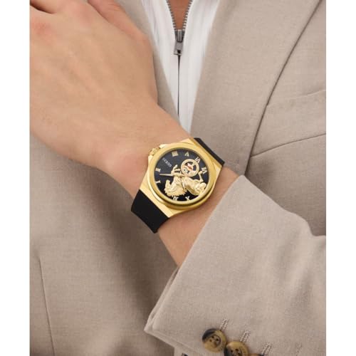 Image of GUESS Round 44mm Black Dial Analog Men Watch - GW0979G1