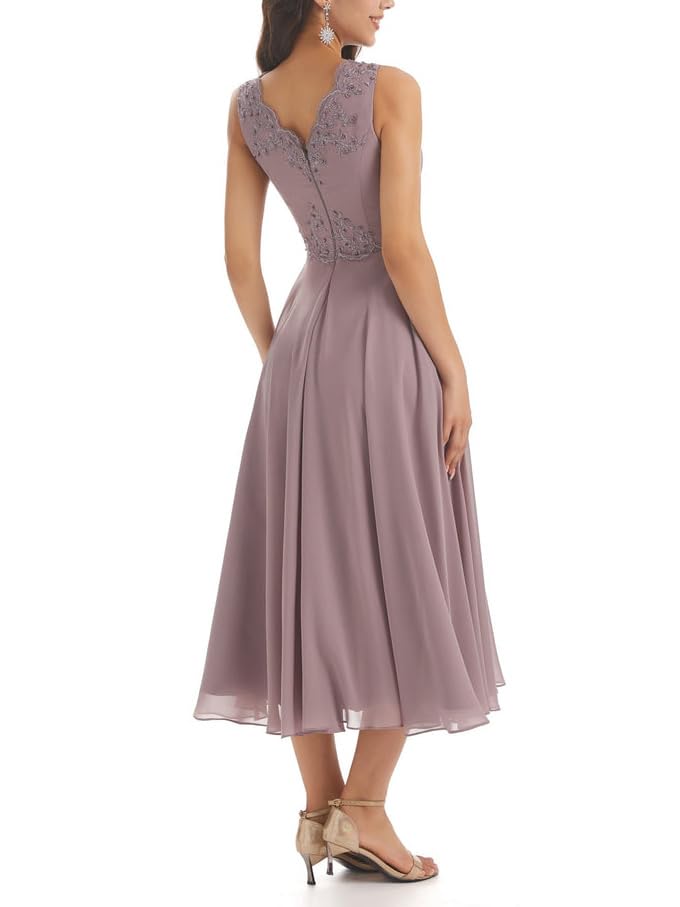 Mother of The Bride Dresses for Women Ankle-Length Sequin Lace Chiffon Formal Wedding Guest Dresses4