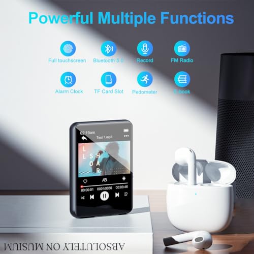 Image of AUDIOCULAR M31 32GB Portable Mp3 Music Player with Bluetooth, 2.4 inch LCD Touch Screen, Video Playback, Built-in Speaker, Voice Recording Function Mini HiFi Lossless Digital Audio Player (32GB - Black)