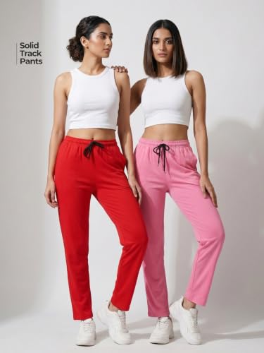 Image of Fflirtygo Cotton Solid Track Pant /Lounge Wear /Pocket Payjama �100% Export Quality Soft Cotton Night Wear /Pocket Pyjama for Women Combo Pack, Black & Blue Pyjama