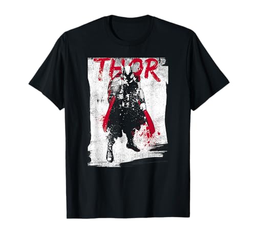 Marvel Avengers Classic Thor Grunge Paint Splatter Poster T-Shirt