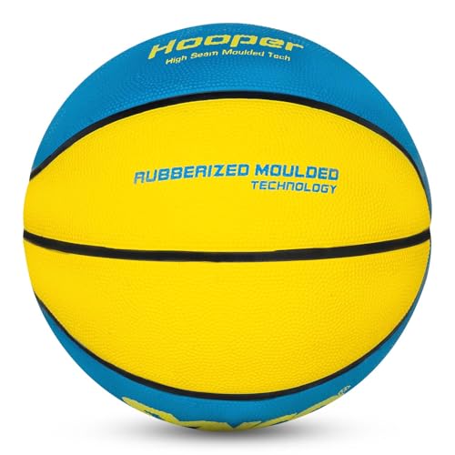 Image of Synco Hooper Basketball Size-7 | Men's Basketball | Moulded Technology | 8 Panel | Suitable for Indoor & Outdoor Games (Blue Yellow)
