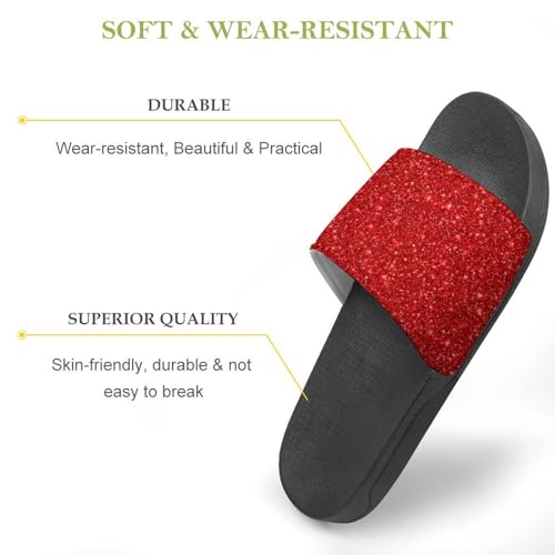 Red Glitter Womens Slide Sandals Non Slip Summer House Slippers for Girls Slip-on Flip Flops3