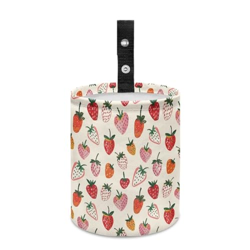 Image of Cute Strawberry Car Trash Can for Front Seat, Back Seat, Floor, Headrest-Easy to Clean Car Garbage Interior Decoration