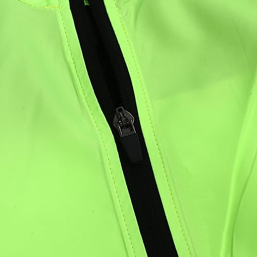 Casaco de Manga Comprida, Corta-Vento Ao Ar Livre Respirável Verde Fluorescente Confortável Resistên
