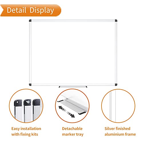 Image of VIZ-PRO Magnetic Whiteboard, 40 x 30 Inches, Dry Erase Board for Wall | Includes 1 Eraser, 2 Markers & 4 Magnets, Aluminum Frame, for School Office and Home