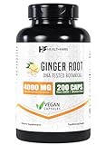 Healthfare Ginger Root Extract, 4000mg | 200 Veg Capsules | Gluten-Free | High Potency | Non-GMO