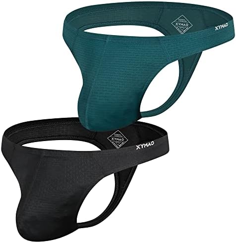 XYMAO Men's G-String Thongs Underwear Sexy Ice Silk Tag-Free Bulge Pouch Breathable Bikini Underwear