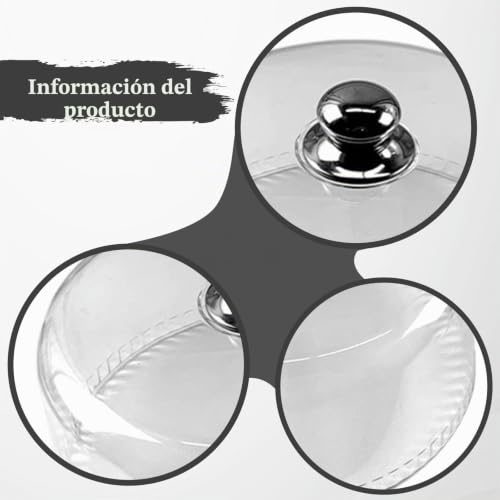 Cubre alimentos redondo de 30 cm transparente con mango superior para platos 6