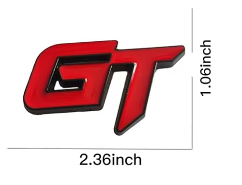 2X 3D Metal Gt Logo Car Emblem Trunk Lid Badge Racing Sport Sticker Turbo Decal Replacement For Universal Vehicle, Car, Suv, Truck(Black Red) #TOP2