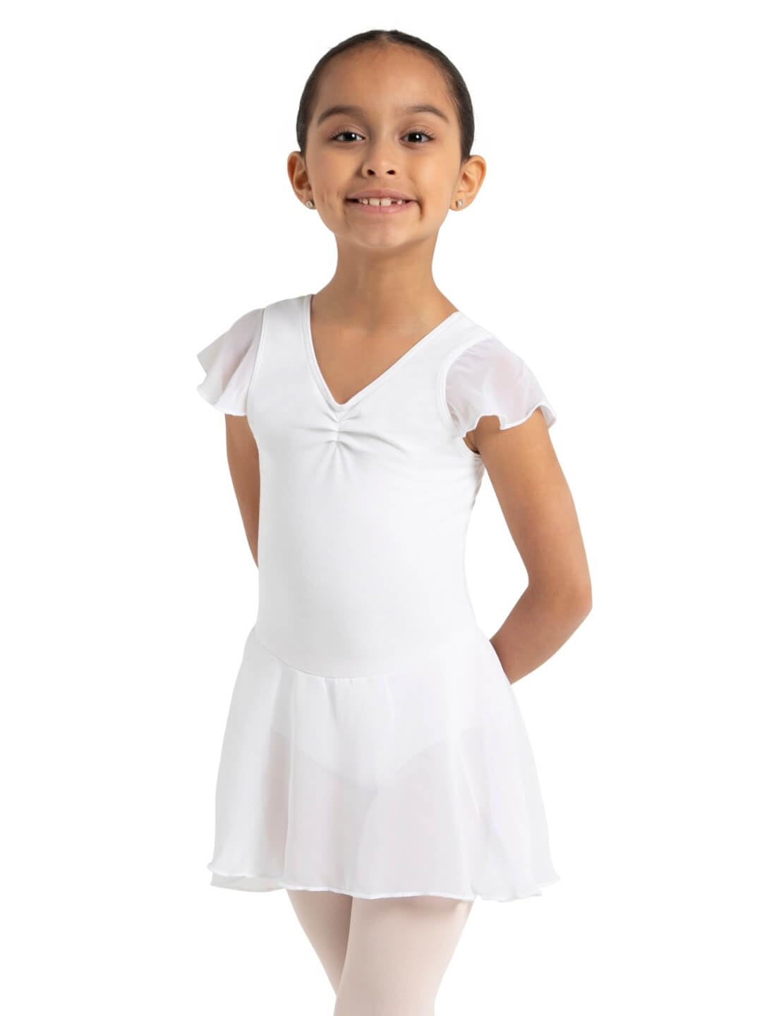 Capezio Women 11305C Flutter Sleeve Dress - WHITE, Small