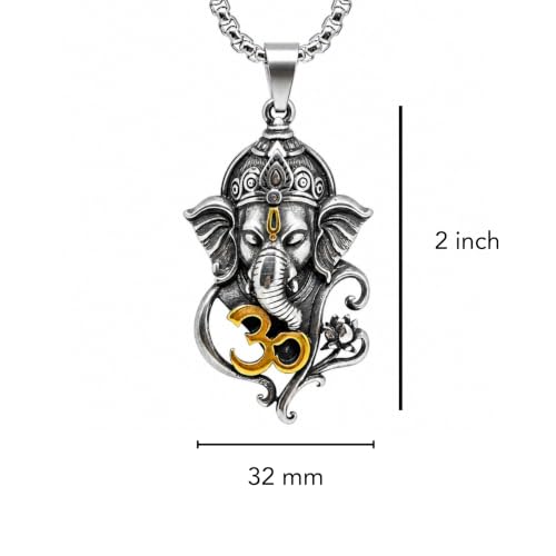 Image of THE MEN THING - Sanatan Divine Symbols Oxidised Pendant Necklace with 24inch Round Box Chain for Men & Boys