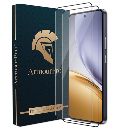Image of ArmourPro Military Grade Gorilla Tempered Glass Compatible For Realme 14T (6.67 Inch) With Easy Installation Kit for Smartphone| Edge To Edge Coverage | Black, Pack of 2