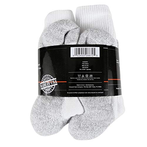 POWER-CUSHIONED Performance Crew Large 6 Pair Pack (White), LARGE (Men's shoe size 9-12)4