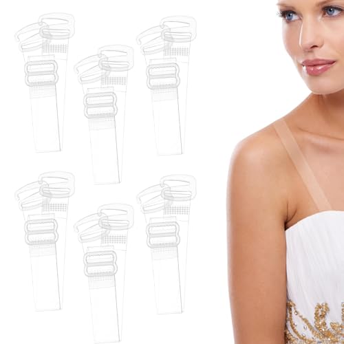 YUXIANLB Clear Bra Straps Invisible Silicone Shoulder Straps for Strapless Bras Dresses 3 Pairs Adjustable Elastic Replacement Strap for Wedding Formal Wear Secure Fit for Evening Gowns Prom Bridal